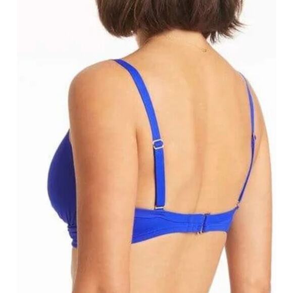 Sea Level Swim Essentials Cobalt Twist Front DD / E Cup Bra UW Bikini Top 8 NWT - Picture 2 of 3